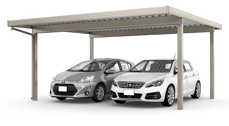 LIXIL　カーポート　外構　モダン　 おしゃれ　エクステリア　愛知・名古屋の外構専門店パートナーホームのエクステリア　製品一覧　カーポートSW　1500　2台用　55-55型 シャイングレー|パートナーホーム