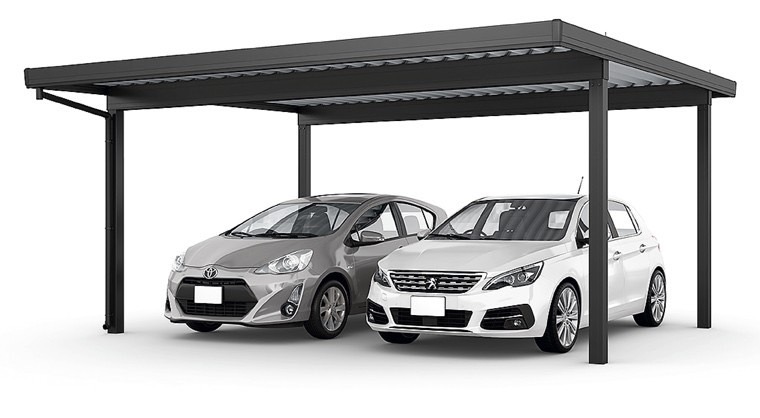 LIXIL　カーポート　外構　モダン　 おしゃれ　エクステリア　愛知・名古屋の外構専門店パートナーホームのエクステリア　製品一覧　カーポートSW　1500　2台用　55-55型 ブラック|パートナーホーム