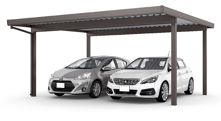 LIXIL　カーポート　外構　モダン　 おしゃれ　エクステリア　愛知・名古屋の外構専門店パートナーホームのエクステリア　製品一覧　カーポートSW　1500　2台用　55-55型 オータムブラウン|パートナーホーム