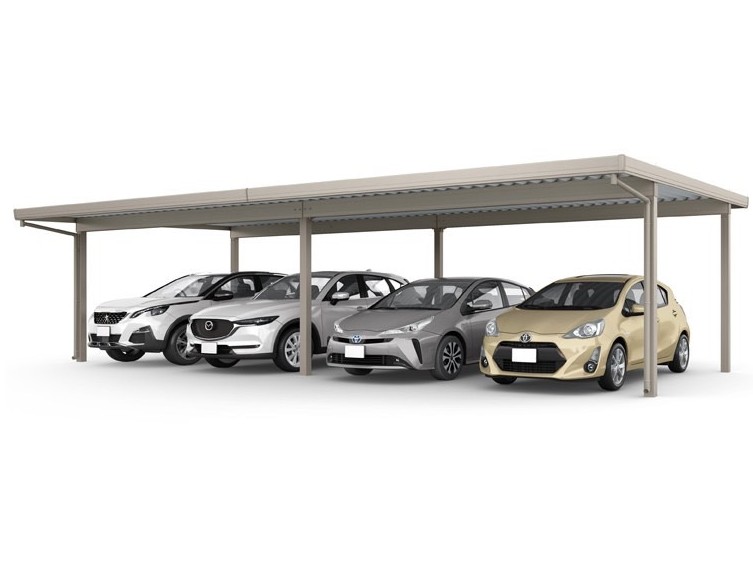 LIXIL　カーポートSW　1500タイプ　3・4台用【外構エクステリア商品】|LIXIL　カーポート　外構　モダン　 おしゃれ　エクステリア　愛知・名古屋の外構専門店パートナーホームのエクステリア　製品一覧　カーポートSW　1500　4台用　55・55-55型 シャイングレー|パートナーホーム