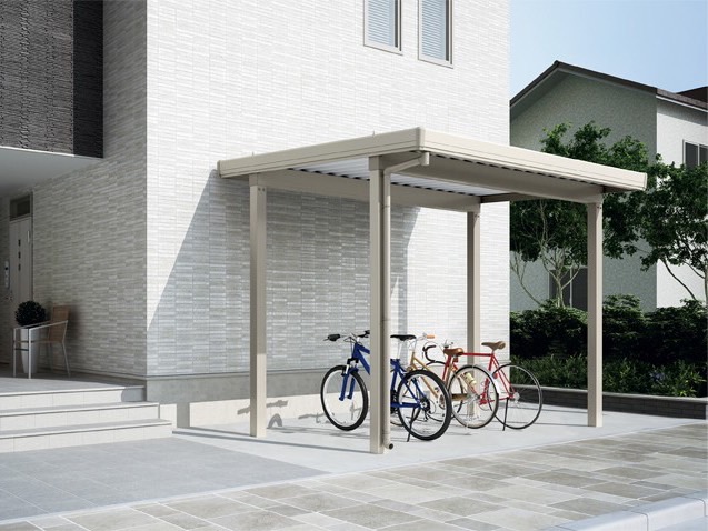 LIXIL　カーポート　外構　モダン　 おしゃれ　エクステリア　愛知・名古屋の外構専門店パートナーホームのエクステリア　製品一覧　カーポートST　駐輪場|パートナーホーム