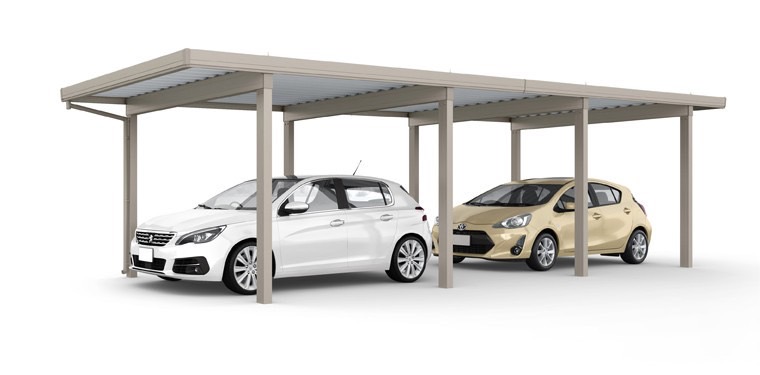 LIXIL　カーポート　外構　モダン　 おしゃれ　エクステリア　愛知・名古屋の外構専門店パートナーホームのエクステリア　製品一覧　カーポートST　3000　2台用　　縦2連棟（1台+1台） 30-55・55型 シャイングレー|パートナーホーム