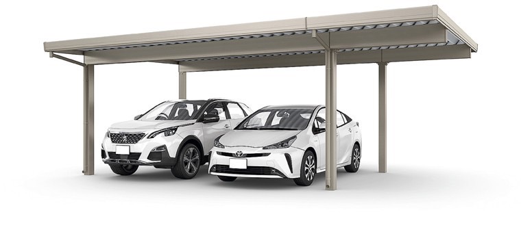 LIXIL　カーポート　外構　モダン　 おしゃれ　エクステリア　愛知・名古屋の外構専門店パートナーホームのエクステリア　製品一覧　カーポートST　3000　2台用　　55・18-55型 シャイングレー|パートナーホーム