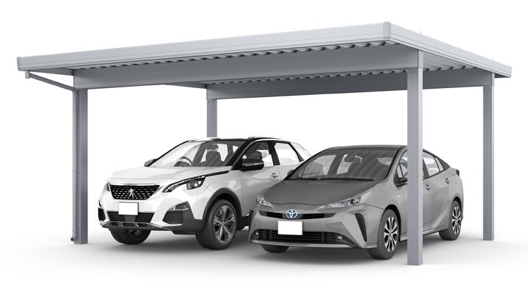 LIXIL　カーポート　外構　モダン　 おしゃれ　エクステリア　愛知・名古屋の外構専門店パートナーホームのエクステリア　製品一覧　カーポートST　3000　2台用　　55-55型 ナチュラルシルバー|パートナーホーム