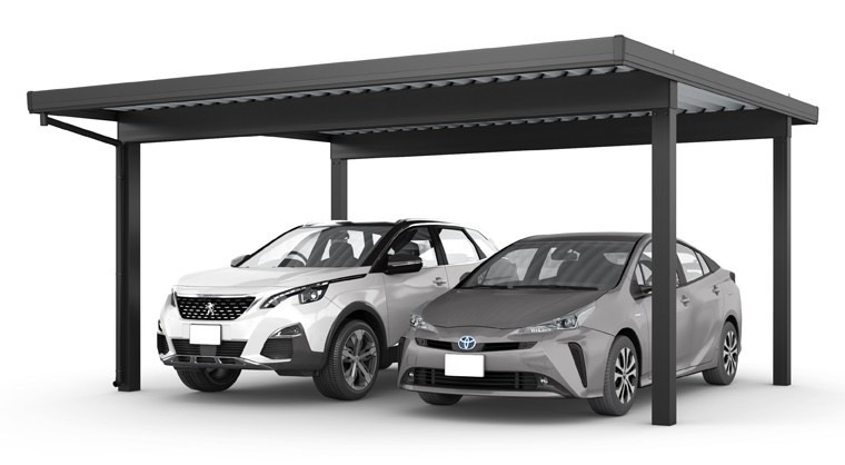 LIXIL　カーポート　外構　モダン　 おしゃれ　エクステリア　愛知・名古屋の外構専門店パートナーホームのエクステリア　製品一覧　カーポートST　3000　2台用　　55-55型 ブラック|パートナーホーム