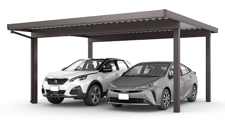 LIXIL　カーポート　外構　モダン　 おしゃれ　エクステリア　愛知・名古屋の外構専門店パートナーホームのエクステリア　製品一覧　カーポートST　3000　2台用　　55-55型 オータムブラウン|パートナーホーム