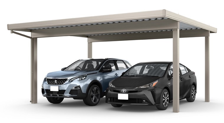 LIXIL　カーポート　外構　モダン　 おしゃれ　エクステリア　愛知・名古屋の外構専門店パートナーホームのエクステリア　製品一覧　カーポートST　3000　2台用　　55-55型 シャイングレー|パートナーホーム