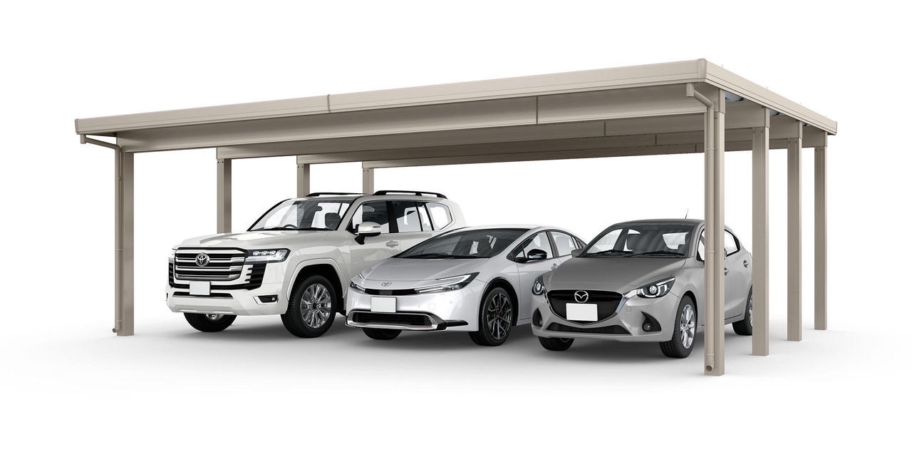 LIXIL　カーポート　外構　モダン　 おしゃれ　エクステリア　愛知・名古屋の外構専門店パートナーホームのエクステリア　製品一覧　カーポートST　3000　3台用　|パートナーホーム