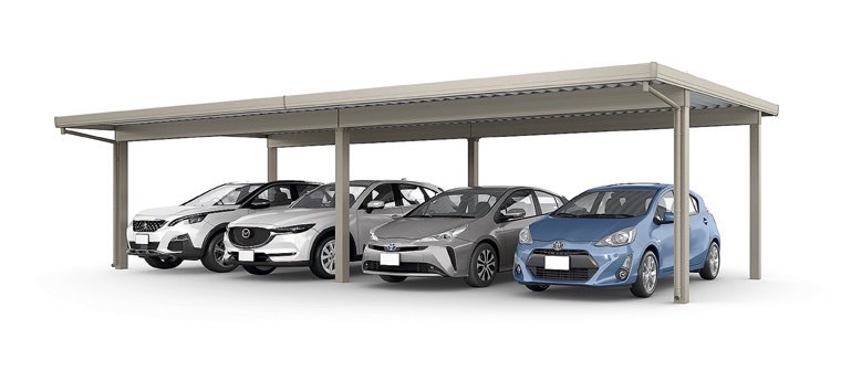 LIXIL　カーポート　外構　モダン　 おしゃれ　エクステリア　愛知・名古屋の外構専門店パートナーホームのエクステリア　製品一覧　カーポートST　3000　4台用　|パートナーホーム