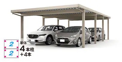LIXIL　カーポート　外構　モダン　 おしゃれ　エクステリア　愛知・名古屋の外構専門店パートナーホームのエクステリア　製品一覧　カーポートST　3000　4台用　|パートナーホーム