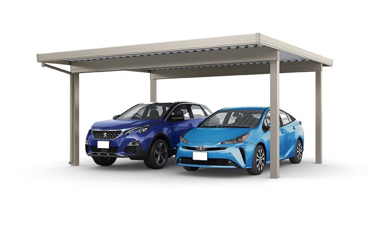 LIXIL　カーポート　外構　モダン　 おしゃれ　エクステリア　愛知・名古屋の外構専門店パートナーホームのエクステリア　製品一覧　カーポートST　4500　2台用　55-55型 シャイングレー|パートナーホーム