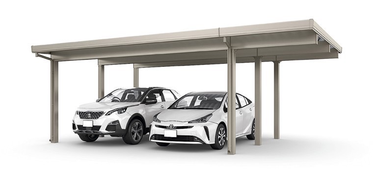 LIXIL　カーポート　外構　モダン　 おしゃれ　エクステリア　愛知・名古屋の外構専門店パートナーホームのエクステリア　製品一覧　カーポートST　4500　2台用　間口延長 55・18-55型 シャイングレー|パートナーホーム