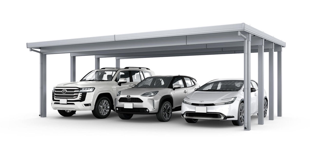 LIXIL　カーポート　外構　モダン　 おしゃれ　エクステリア　愛知・名古屋の外構専門店パートナーホームのエクステリア　製品一覧　カーポートST　4500　3台用　ナチュラルシルバー|パートナーホーム