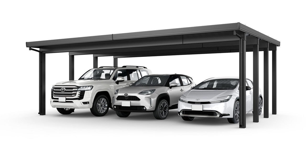 LIXIL　カーポート　外構　モダン　 おしゃれ　エクステリア　愛知・名古屋の外構専門店パートナーホームのエクステリア　製品一覧　カーポートST　4500　3台用　ブラック|パートナーホーム