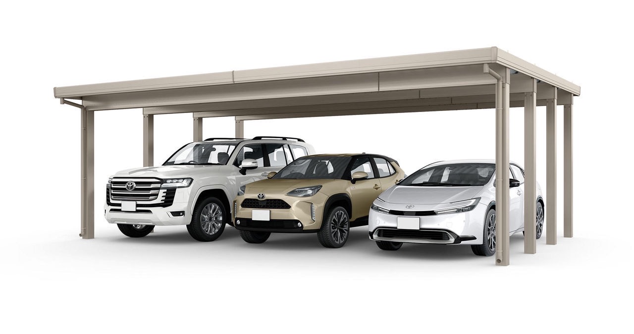 LIXIL　カーポート　外構　モダン　 おしゃれ　エクステリア　愛知・名古屋の外構専門店パートナーホームのエクステリア　製品一覧　カーポートST　4500　3台用　シャイングレー|パートナーホーム
