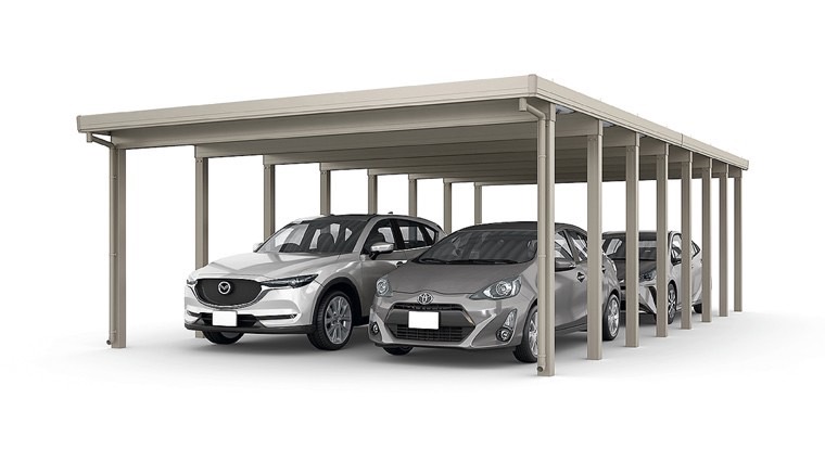 横2連棟（2台+2台）8本柱 55・55-55型 シャイングレー|パートナーホーム