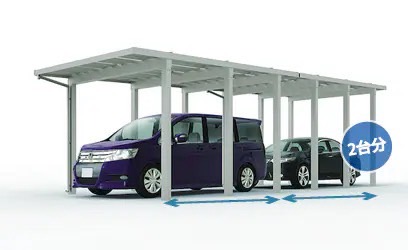 LIXIL　カーポート　外構　モダン　 おしゃれ　エクステリア　愛知・名古屋の外構専門店パートナーホームのエクステリア　製品一覧　ソルディーポート　縦2連棟|パートナーホーム