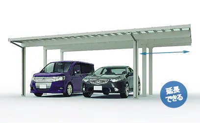 LIXIL　カーポート　外構　モダン　 おしゃれ　エクステリア　愛知・名古屋の外構専門店パートナーホームのエクステリア　製品一覧　ソルディーポート　間口延長|パートナーホーム