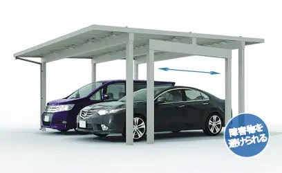 LIXIL　カーポート　外構　モダン　 おしゃれ　エクステリア　愛知・名古屋の外構専門店パートナーホームのエクステリア　製品一覧　ソルディーポート　奥行柱移動|パートナーホーム