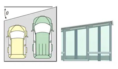 LIXIL　カーポート　外構　モダン　 おしゃれ　エクステリア　愛知・名古屋の外構専門店パートナーホームのエクステリア　製品一覧　ソルディーポート　正面台形|パートナーホーム