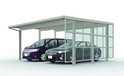 LIXIL　カーポート　外構　モダン　 おしゃれ　エクステリア　愛知・名古屋の外構専門店パートナーホームのエクステリア　製品一覧　ソルディーポート　1面囲い|パートナーホーム