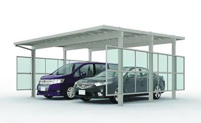 LIXIL　カーポート　外構　モダン　 おしゃれ　エクステリア　愛知・名古屋の外構専門店パートナーホームのエクステリア　製品一覧　ソルディーポート　2面囲い|パートナーホーム