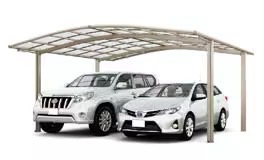 LIXIL　カーポート　外構　モダン　 おしゃれ　エクステリア　愛知・名古屋の外構専門店パートナーホームのエクステリア　製品一覧　フーゴ　車2台が駐車できるワイドタイプ。 コストパフォーマンスも魅力です。|パートナーホーム