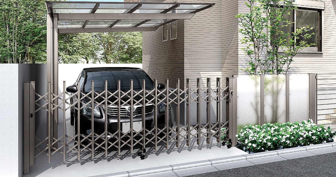 LIXIL　伸縮門扉　伸縮ゲート　外構　モダン　 おしゃれ　エクステリア　愛知・名古屋の外構専門店パートナーホームのエクステリア　製品一覧　アルシャインⅡ　|パートナーホーム