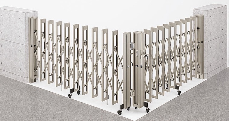 LIXIL　伸縮門扉　伸縮ゲート　外構　モダン　 おしゃれ　エクステリア　愛知・名古屋の外構専門店パートナーホームのエクステリア　製品一覧　アルシャインⅡ　M型　シャイングレー　角地タイプ|パートナーホーム