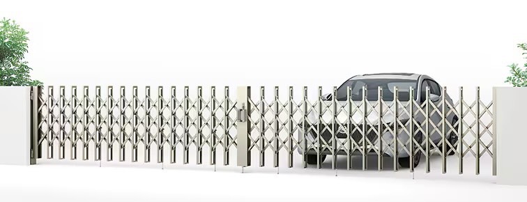 LIXIL　伸縮門扉　伸縮ゲート　外構　モダン　 おしゃれ　エクステリア　愛知・名古屋の外構専門店パートナーホームのエクステリア　製品一覧　伸縮門扉QA HG型　|パートナーホーム