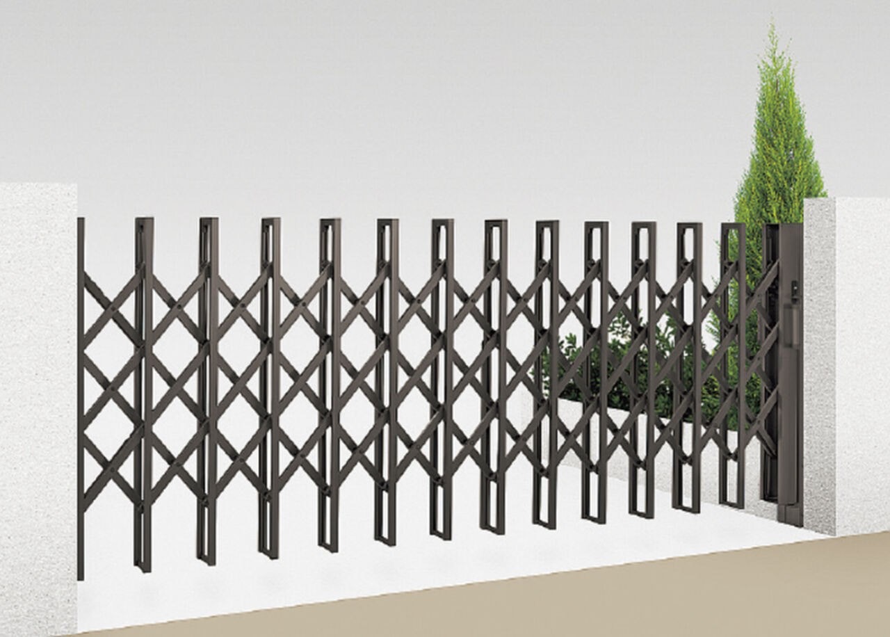 LIXIL　伸縮門扉　伸縮ゲート　外構　モダン　 おしゃれ　エクステリア　愛知・名古屋の外構専門店パートナーホームのエクステリア　製品一覧　伸縮門扉QA HG型　オータムブラウン|パートナーホーム