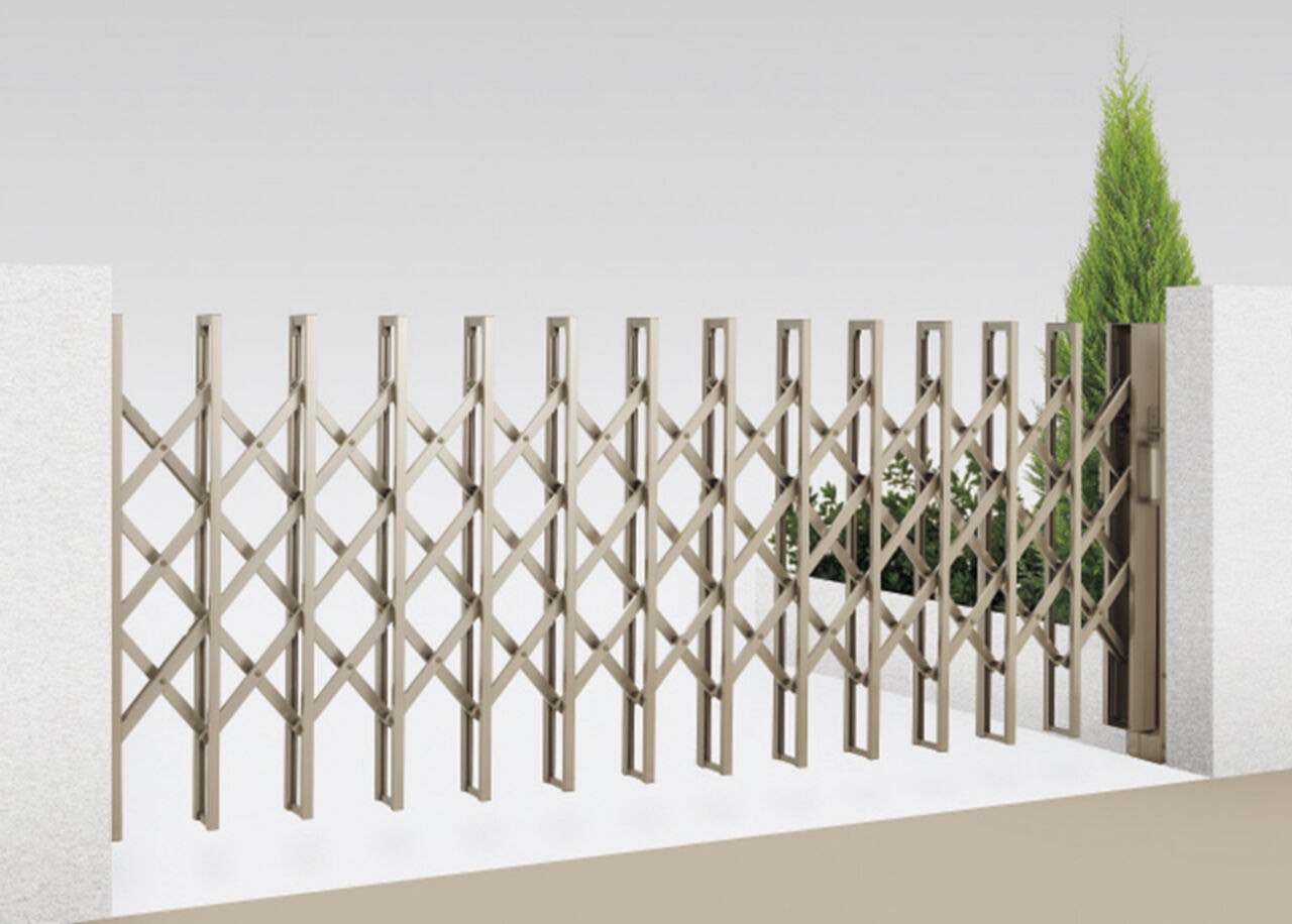 LIXIL　伸縮門扉　伸縮ゲート　外構　モダン　 おしゃれ　エクステリア　愛知・名古屋の外構専門店パートナーホームのエクステリア　製品一覧　伸縮門扉QA HG型　シャイングレー|パートナーホーム