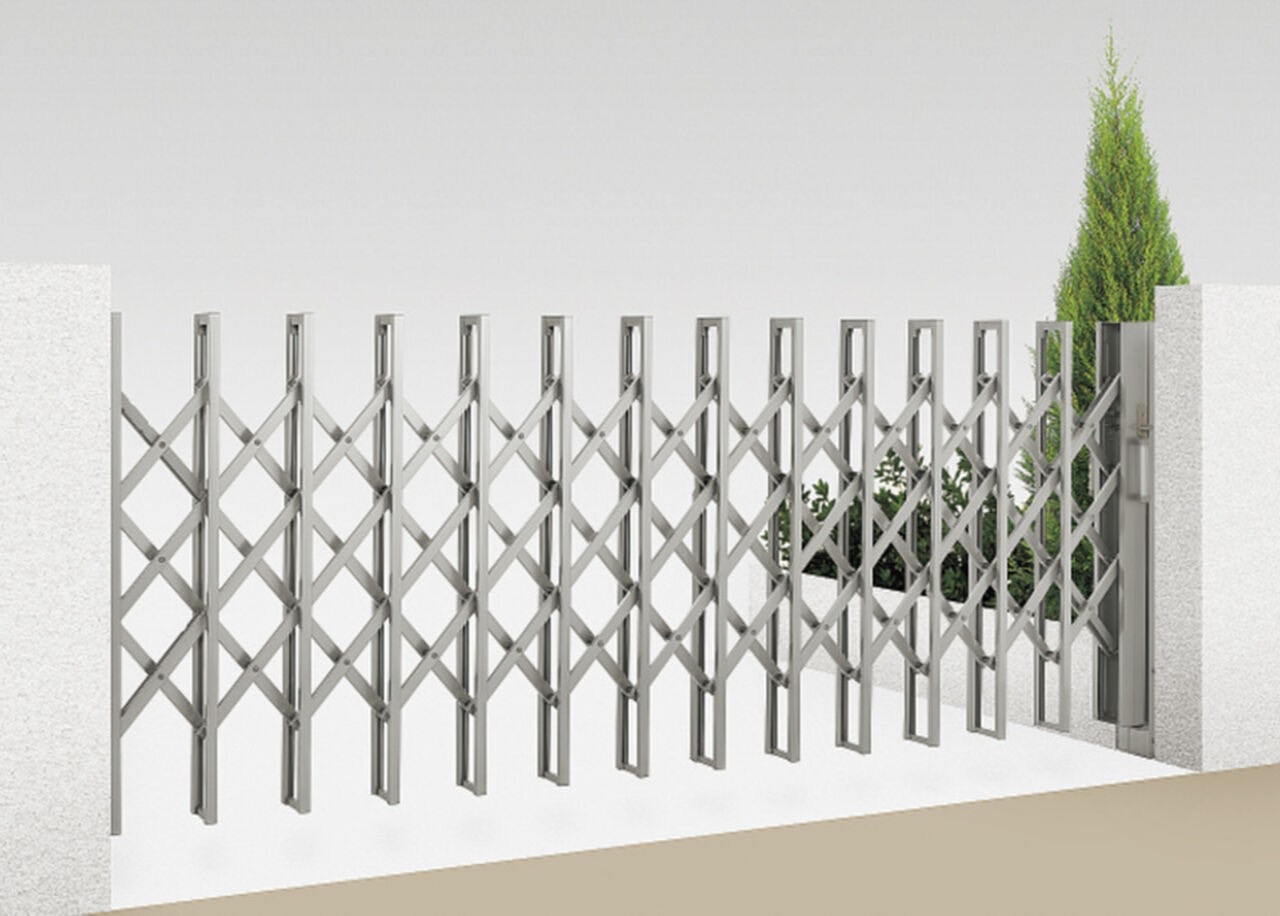 LIXIL　伸縮門扉　伸縮ゲート　外構　モダン　 おしゃれ　エクステリア　愛知・名古屋の外構専門店パートナーホームのエクステリア　製品一覧　伸縮門扉QA HG型　ナチュラルシルバーF|パートナーホーム