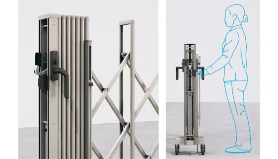 LIXIL　伸縮門扉　伸縮ゲート　外構　モダン　 おしゃれ　エクステリア　愛知・名古屋の外構専門店パートナーホームのエクステリア　製品一覧　カーゲート セレビューFシリーズ　しゃがまなくても落し棒を上下できるロングタイプの落し棒を採用。操作がラクになりました。|パートナーホーム