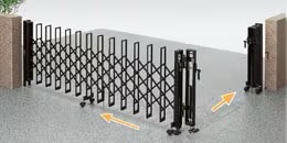 LIXIL　伸縮門扉　伸縮ゲート　外構　モダン　 おしゃれ　エクステリア　愛知・名古屋の外構専門店パートナーホームのエクステリア　製品一覧　カーゲート セレビューMシリーズ　両開き角地|パートナーホーム