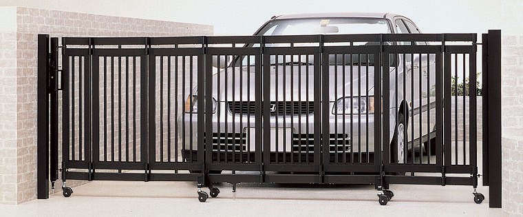 LIXIL　伸縮門扉　伸縮ゲート　外構　モダン　 おしゃれ　エクステリア　愛知・名古屋の外構専門店パートナーホームのエクステリア　製品一覧　シャレオ伸縮　ｼｬﾚｵ伸縮2型　ﾏｲﾙﾄﾞﾌﾞﾗｯｸ|パートナーホーム