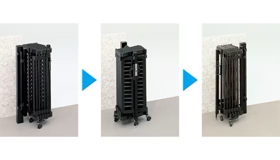 LIXIL　伸縮門扉　伸縮ゲート　外構　モダン　 おしゃれ　エクステリア　愛知・名古屋の外構専門店パートナーホームのエクステリア　製品一覧　シャレオ伸縮　コンパクトに収納 本体を回転収納して、開口部を広く確保することができます。|パートナーホーム