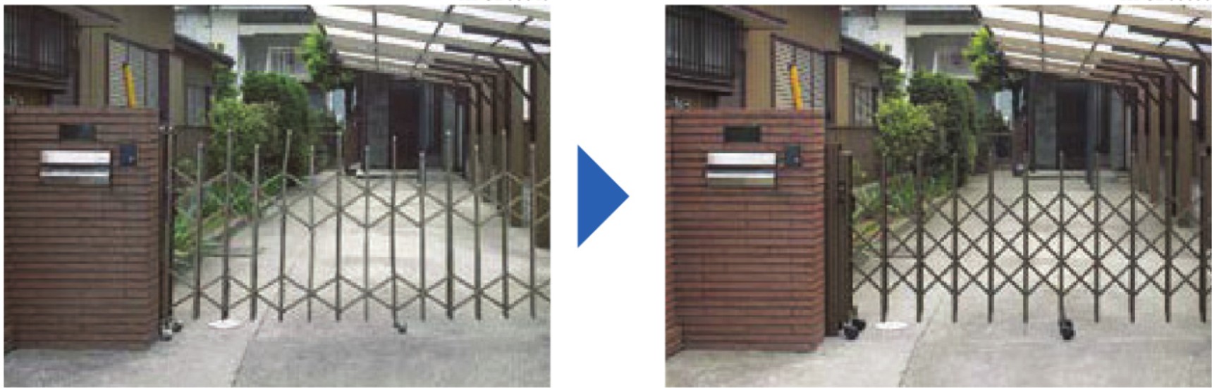 LIXIL　伸縮門扉　伸縮ゲート　外構　モダン　 おしゃれ　エクステリア　愛知・名古屋の外構専門店パートナーホームのエクステリア　製品一覧　カーゲート セレビューFシリーズ　様々な既設伸縮門扉の柱に取付けできます。取付けの際は既設の柱を利用して新しい伸縮門扉に取替えできるので、リフォーム施工が簡単にできます。|パートナーホーム