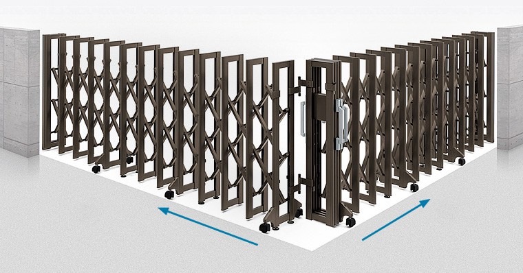 LIXIL　伸縮門扉　伸縮ゲート　外構　モダン　 おしゃれ　エクステリア　愛知・名古屋の外構専門店パートナーホームのエクステリア　製品一覧　グランシャイン　角地　両開き仕様|パートナーホーム