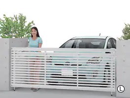 LIXIL　跳ね上げ門扉　オーバードア　外構　モダン　 おしゃれ　エクステリア　愛知・名古屋の外構専門店パートナーホームのエクステリア　製品一覧　ワイドオーバードアS・オーバードアS　開閉方法は、扉または把手を持って開閉します。重量：7〜8kg ※構造上、持つ場所によって軽重差があります。|パートナーホーム