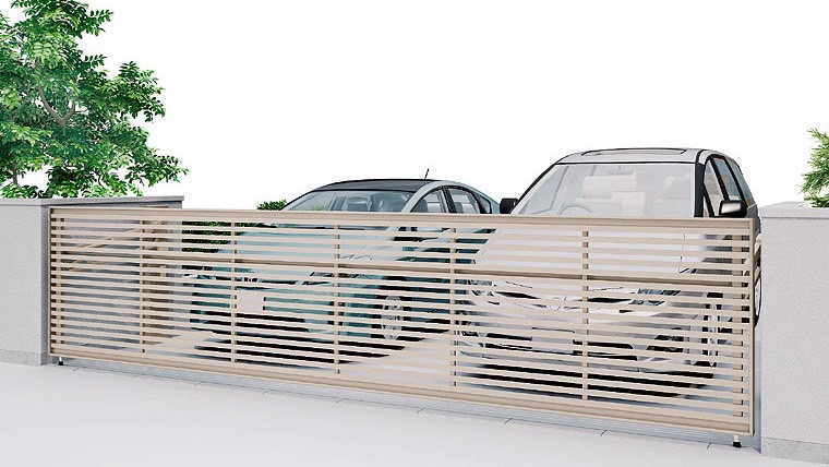 LIXIL　跳ね上げ門扉　オーバードア　外構　モダン　 おしゃれ　エクステリア　愛知・名古屋の外構専門店パートナーホームのエクステリア　製品一覧　ワイドオーバードアS　3型　ｼｬｲﾝｸﾞﾚｰ　54-12　電動ﾊｲﾙｰﾌﾀｲﾌﾟ|パートナーホーム