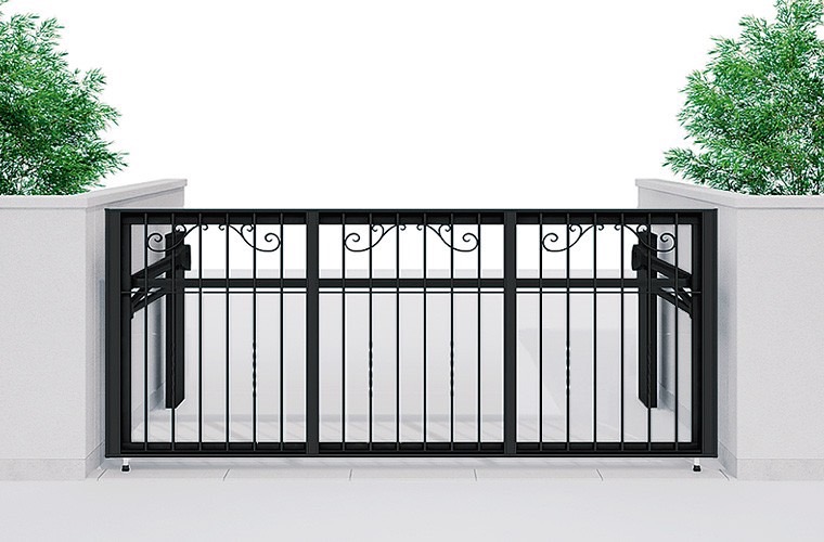 LIXIL　跳ね上げ門扉　オーバードア　外構　モダン　 おしゃれ　エクステリア　愛知・名古屋の外構専門店パートナーホームのエクステリア　製品一覧　ワイドオーバードアS・オーバードアS　ラフィーネタイプ　|パートナーホーム