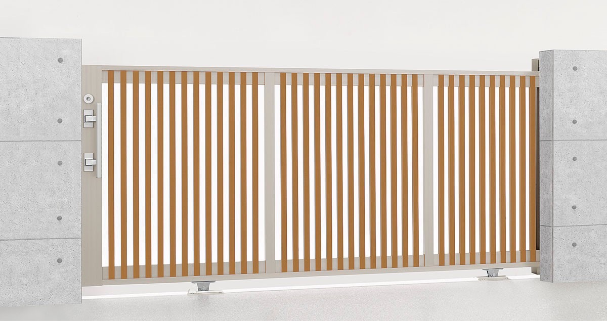 LIXIL　カーゲート　引戸　門扉　外構　モダン　 おしゃれ　エクステリア　愛知・名古屋の外構専門店パートナーホームのエクステリア　製品一覧　エススライド　エススライド　C型　片引きタイプ シャイングレー＋クリエラスク 30-12 手動タイプ|パートナーホーム