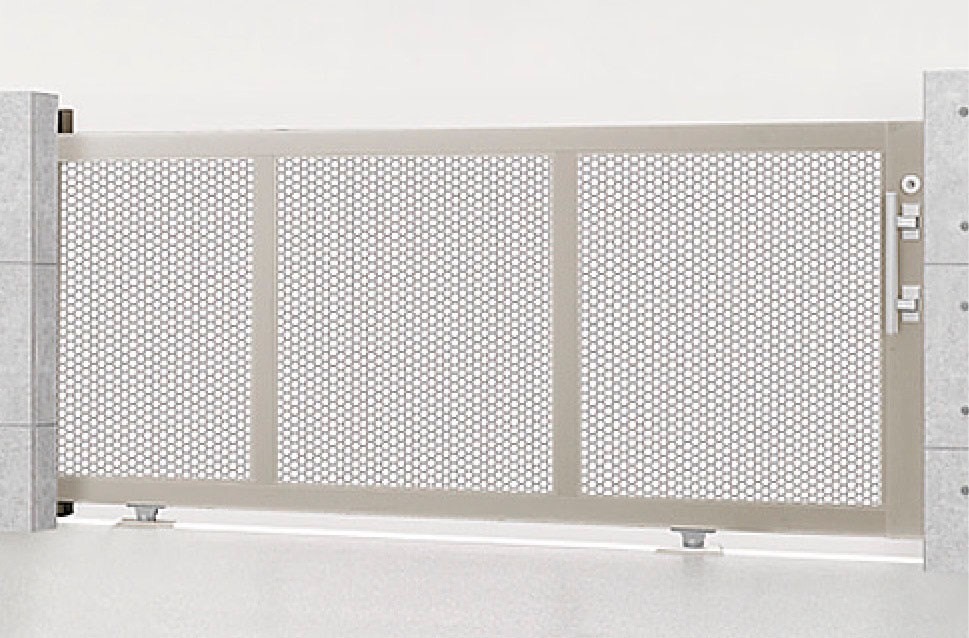 LIXIL　カーゲート　引戸　門扉　外構　モダン　 おしゃれ　エクステリア　愛知・名古屋の外構専門店パートナーホームのエクステリア　製品一覧　エススライド　エススライド　E型　シャイングレー　30-12　手動タイプ|パートナーホーム