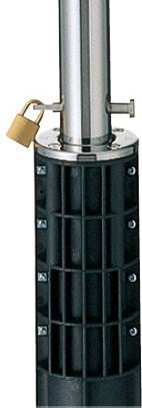 LIXIL スペースガード　ボラード　車止め　ポール　モダン　 おしゃれ　エクステリア　愛知・名古屋の外構専門店パートナーホームのエクステリア　製品一覧　スペースガード（車止め） ポールタイプ　F型　埋込式　南京錠付き|パートナーホーム