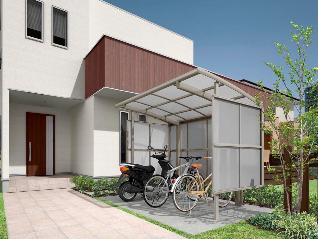 LIXIL　フーゴ　Rパーク・Fパーク【外構エクステリア商品】LIXIL　駐輪場　モダン　 おしゃれ　エクステリア　愛知・名古屋の外構専門店パートナーホームのエクステリア　製品一覧　サイクルポート フーゴパーク　フーゴRパーク　|パートナーホーム