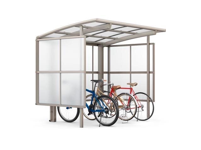 LIXIL　駐輪場　モダン　 おしゃれ　エクステリア　愛知・名古屋の外構専門店パートナーホームのエクステリア　製品一覧　サイクルポート フーゴパーク　フーゴRパーク　29-18型　ｼｬｲﾝｸﾞﾚｰ（屋根材　ｸﾘｱﾏｯﾄ）|パートナーホーム