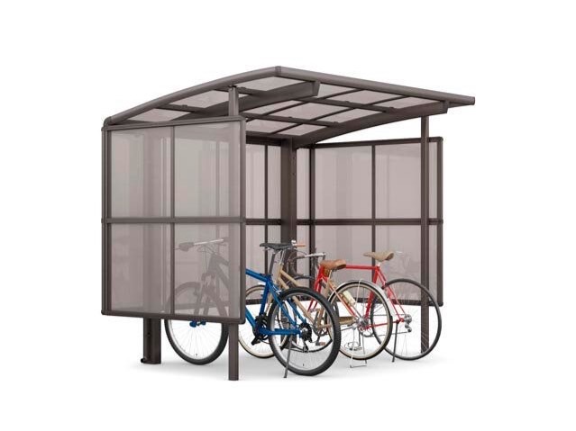 LIXIL　駐輪場　モダン　 おしゃれ　エクステリア　愛知・名古屋の外構専門店パートナーホームのエクステリア　製品一覧　サイクルポート フーゴパーク　フーゴRパーク　29-18型　ｵｰﾀﾑﾌﾞﾗｳﾝ（屋根材　ｸﾘｱﾌﾞﾗｳﾝ）|パートナーホーム