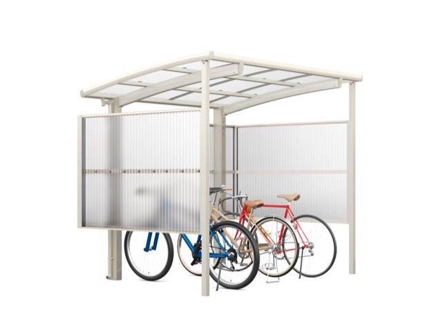 LIXIL　駐輪場　モダン　 おしゃれ　エクステリア　愛知・名古屋の外構専門店パートナーホームのエクステリア　製品一覧　サイクルポート フーゴパーク　フーゴRパーク　29-18型　ﾎﾜｲﾄ（屋根材　ｸﾘｱﾏｯﾄ）|パートナーホーム