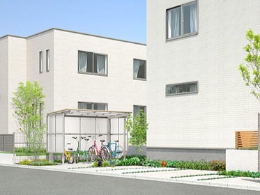 LIXIL　駐輪場　モダン　 おしゃれ　エクステリア　愛知・名古屋の外構専門店パートナーホームのエクステリア　製品一覧　サイクルポート フーゴパーク　フーゴFパーク　|パートナーホーム